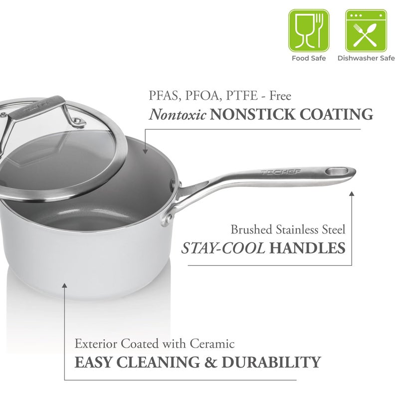 TECHEF - CeraTerra Collection, 2-quart Ceramic Nonstick Saucepan with Glass Lid (PTFE, PFAS, and PFOA Free), Made in Korea (2-quart) - Image 4